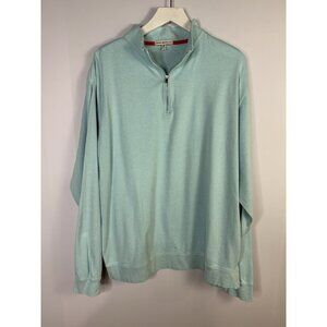 Peter Millar Mens Size 2XL 1/4 Zip Pullover Shirt 100% Cotton Blue Golf Preppy
